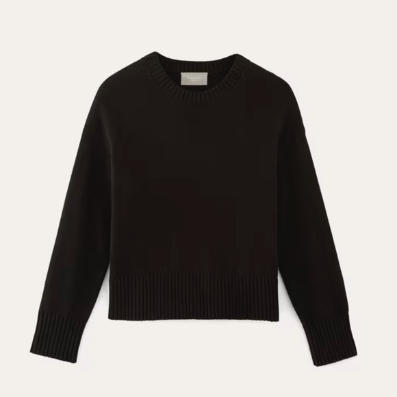 Everlane Boxy Sweater in Everyday Cotton Black NWT - Picture 4 of 5